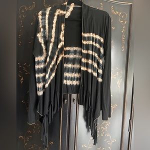 Tie dye fringed lightweight jacket top